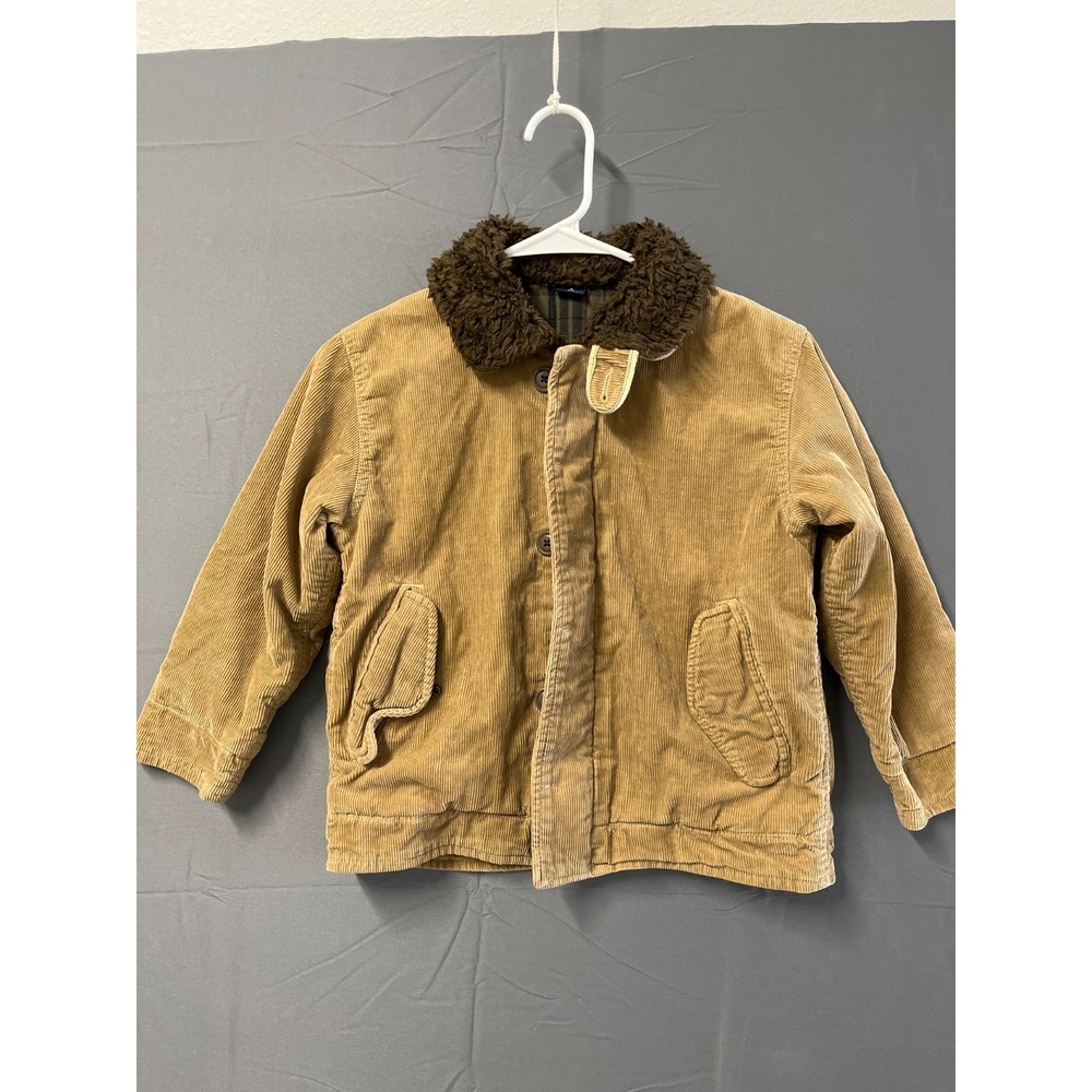 Gapkids Corduroy Jacket Boys S (6-7) Brown Lined Cotton Sherpa Collar Outdoor